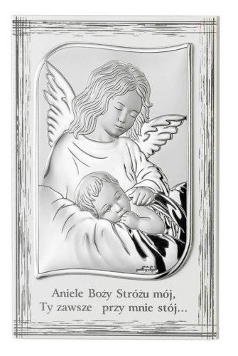Aniołek Stróż srebrny v29 11x17cm