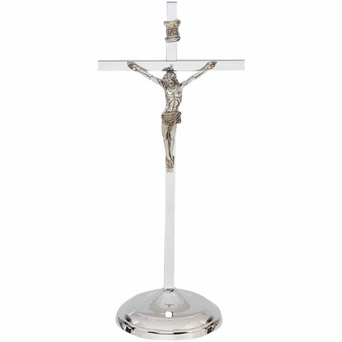 Krzyż stojący 26cm - stojący - srebrny