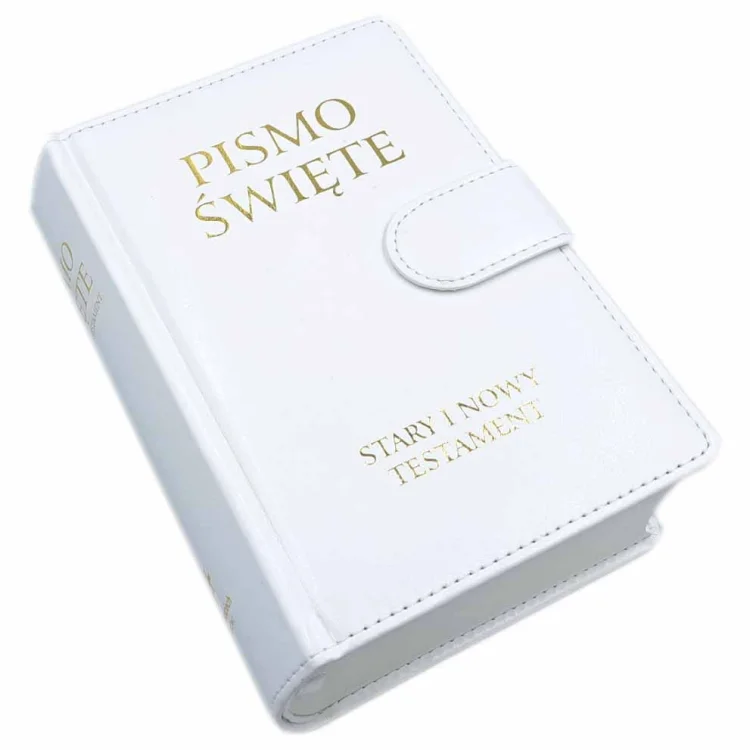 Pismo Święte ST i NT biała ekoskóra + GRAWER