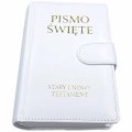 Pismo Święte ST i NT biała ekoskóra + GRAWER