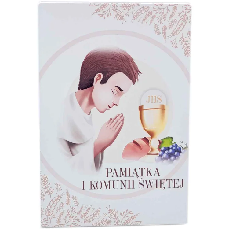 Obrazek pamiątka I Komunii dla chłopca - lakierowany - grawer