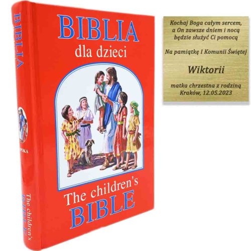 Biblia polsko angielska dla dzieci + grawer