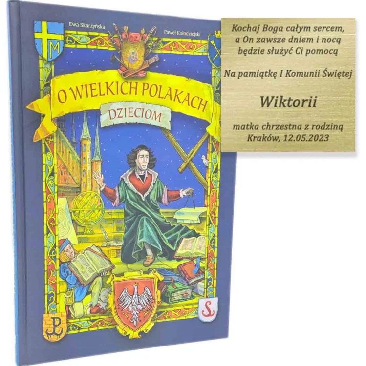 Album o wielkich Polakach -pamiątka I Komunii + grawer