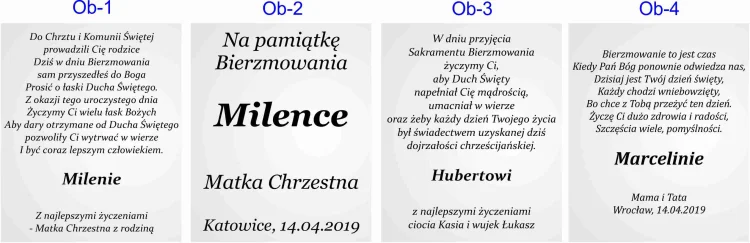 teksty dedykacji na Bierzmowanie