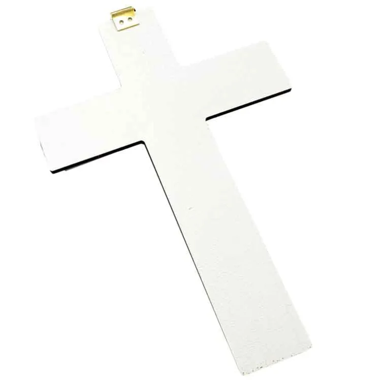 Krzyżyk do zawieszenia - biały z pasyjką - 15,5 cm