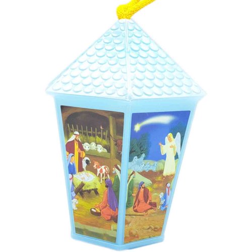 Lampion roratni plastik - niebieski - LED