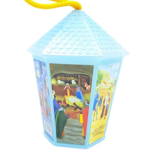 Lampion roratni plastik - niebieski - LED