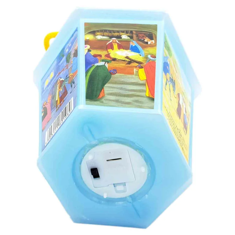 Lampion roratni plastik - niebieski - LED