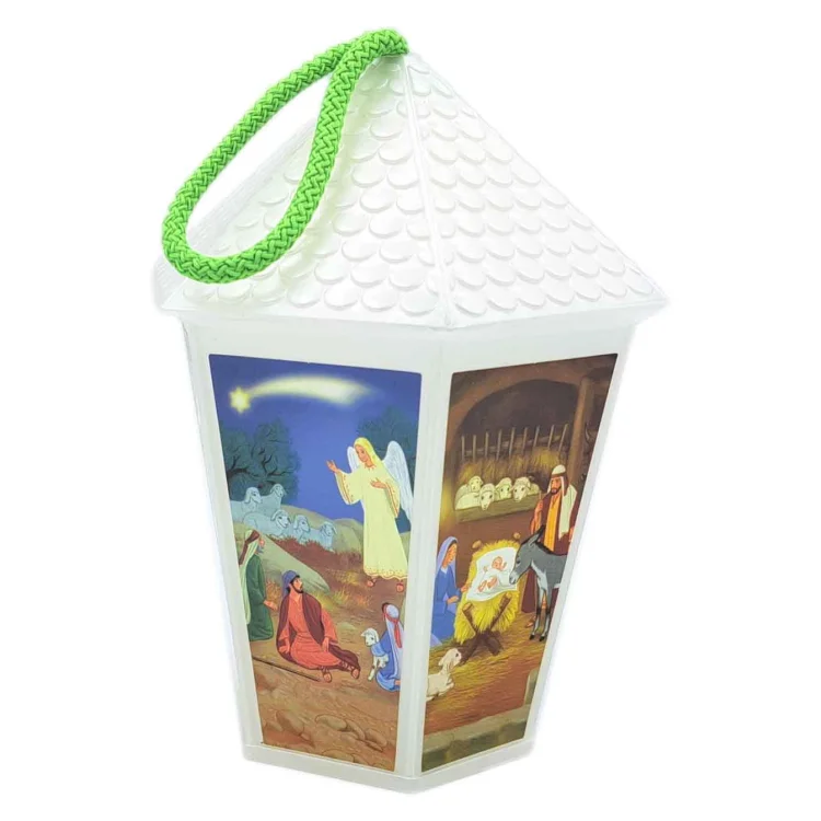 Lampion roratni plastik - biały - LED