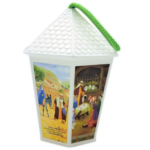 Lampion roratni plastik - biały - LED
