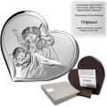 Obrazek srebrzony Anioł Stróż serce - pamiątka Chrztu
