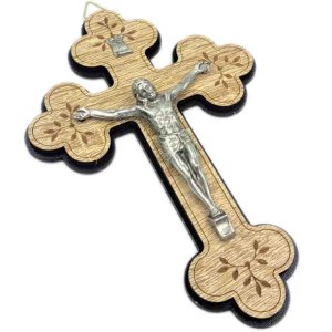 Krzyżyk wiszący drewniany - pasyjka - 15,5 cm czarny 