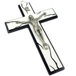 Krzyż wiszący biało-czarny - pasyjka - 15cm