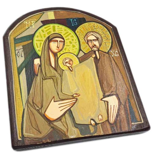 Ikona pisana ze Święta Rodziną 17cm - akryl na drewnie