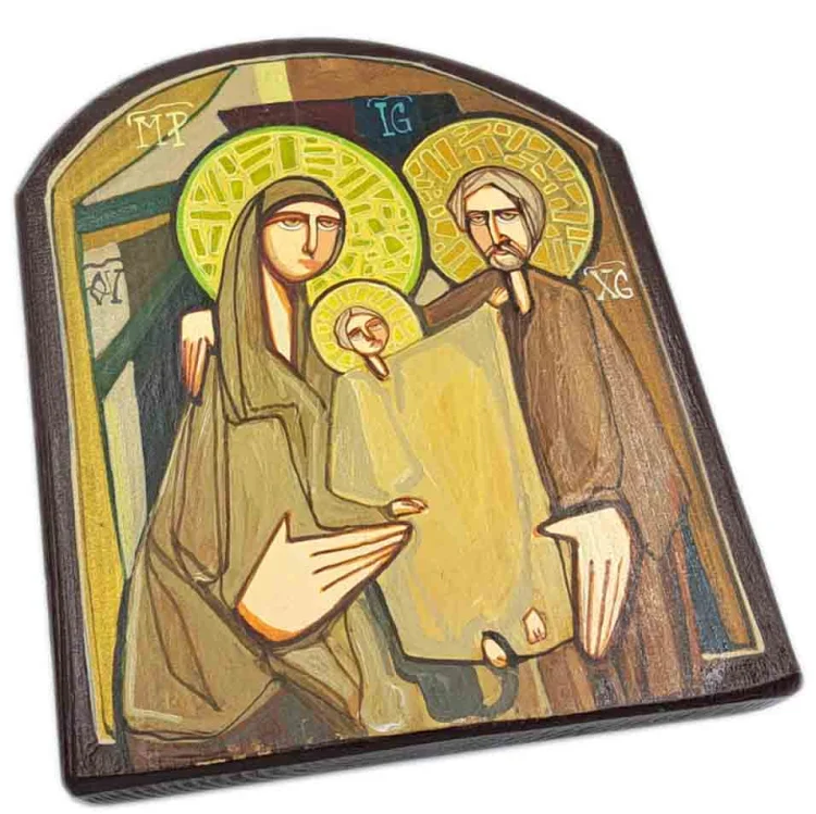 Ikona pisana ze Święta Rodziną 17cm - akryl na drewnie