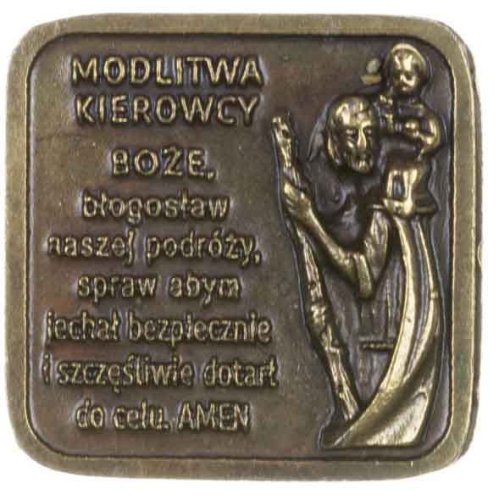 Modlitwa kierowcy - blaszka ze Św. Krzysztofem - złota