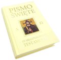 Pismo Święte z dedykacją - kremowe - I Komunia Święta