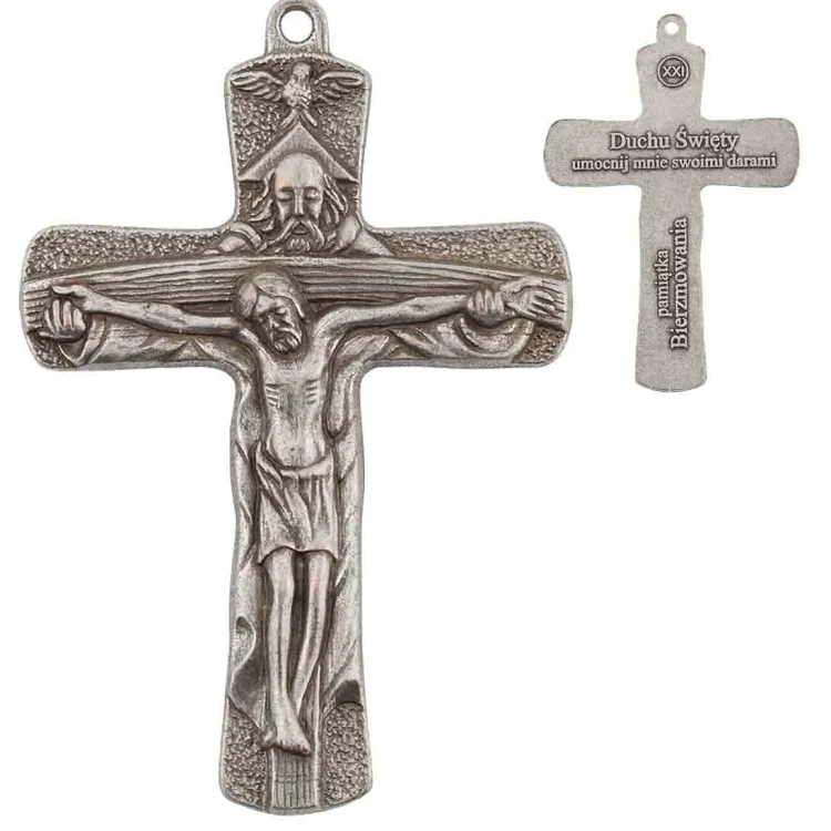 Krzyżyk do Bierzmowania - metalowy 7cm - srebrny