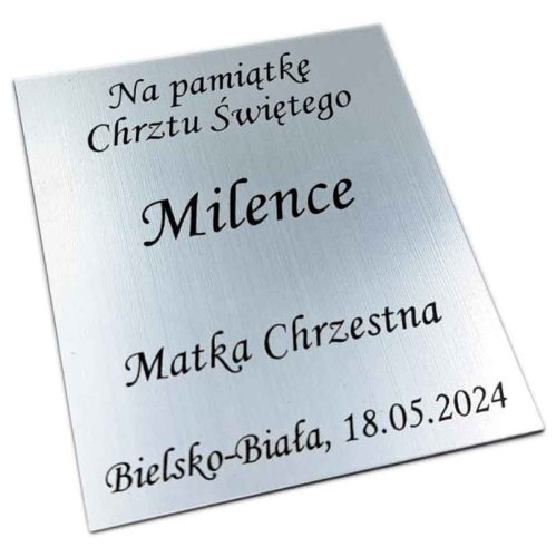 Blaszka grawerowana - srebrna - h6cm