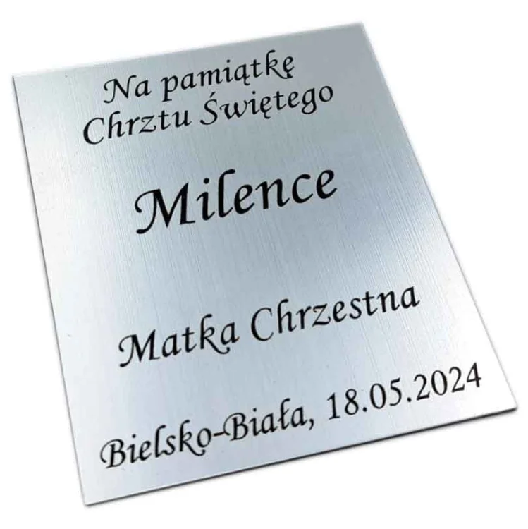 Blaszka grawerowana - srebrna - h6cm