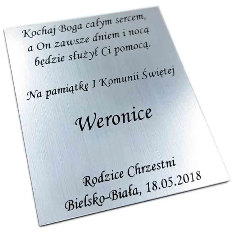 Blaszka grawerowana - srebrna - h6cm