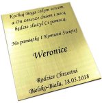 Blaszka grawerowana - złota - h6cm