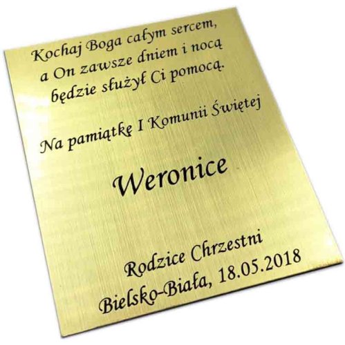 Blaszka grawerowana - złota - h6cm
