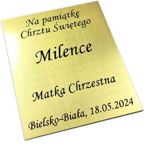 Blaszka grawerowana - złota - h6cm