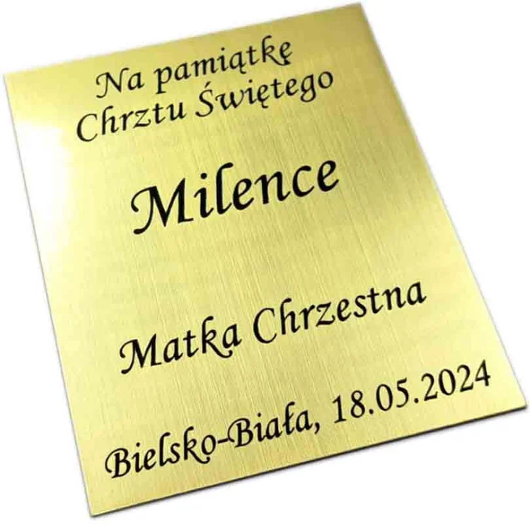 Blaszka grawerowana - złota - h6cm