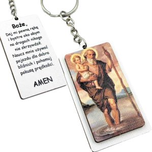 Św. Krzysztof - brelok z modlitwą kierowcy