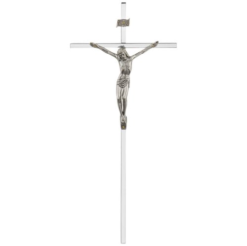 Krzyż wiszący 31 cm - srebrny