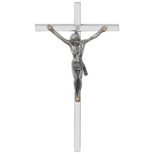 Krzyżyk wiszący 9,5 cm - srebrny - niklowany
