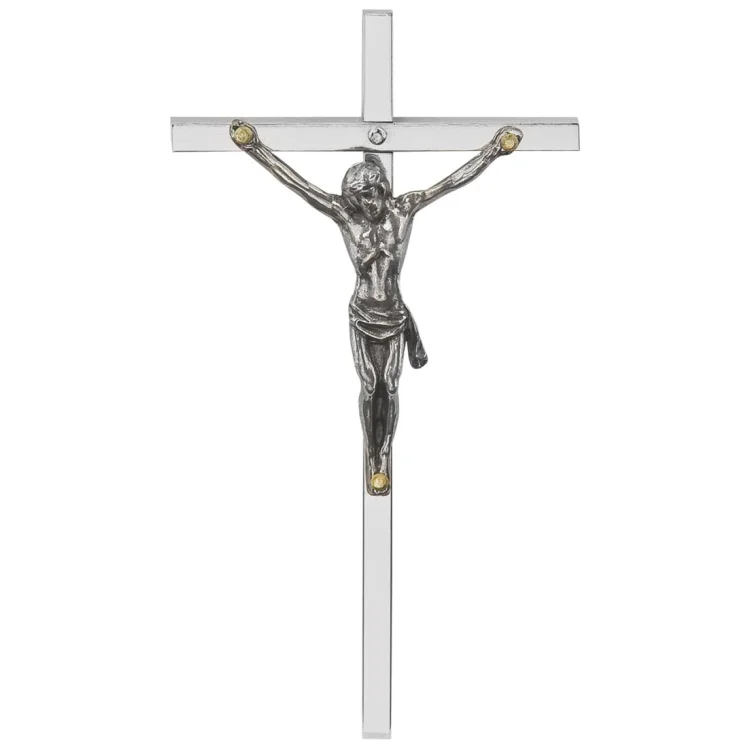 Krzyżyk wiszący 9,5 cm - srebrny - niklowany