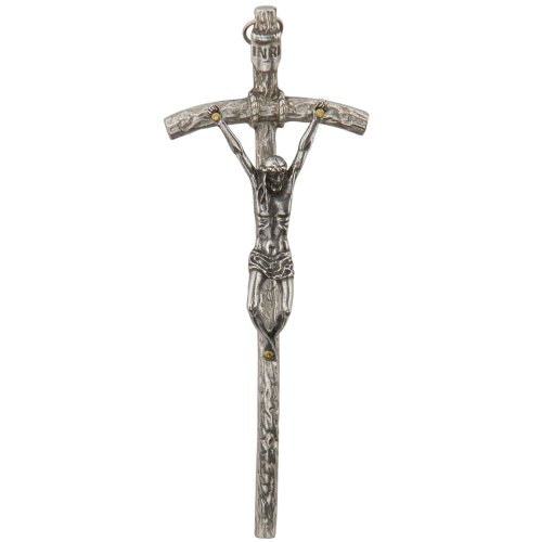 Krzyż papieski niklowany 14 cm