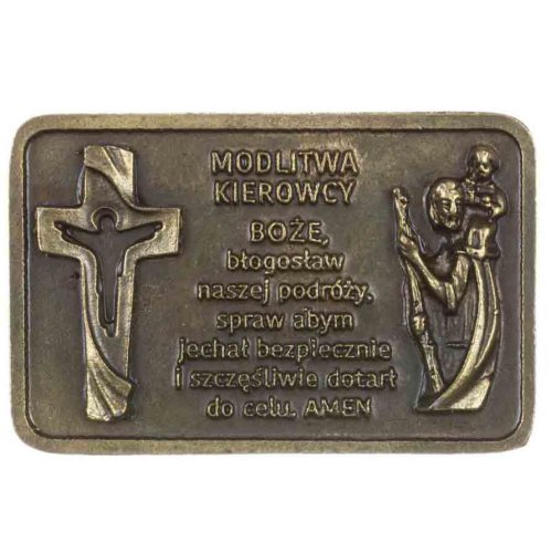 Święty Krzysztof do samochodu - blaszka złota - 5,5cm