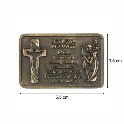 Święty Krzysztof do samochodu - blaszka złota - 5,5cm