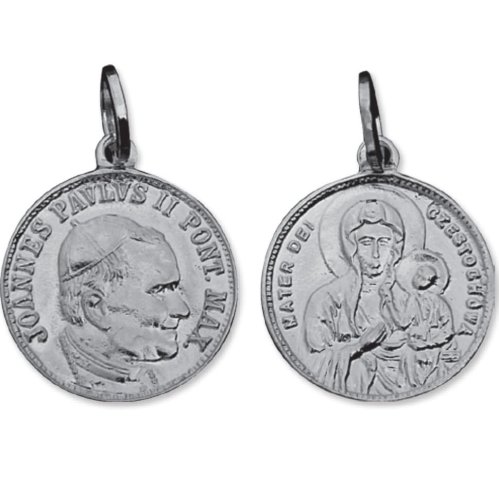 Medalik srebrny Jan Paweł II - Matka Boska Częstochowska - 298