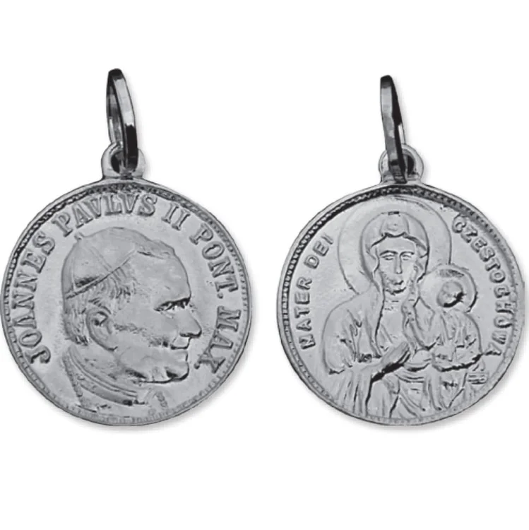 Medalik srebrny Jan Paweł II - Matka Boska Częstochowska - 298