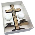 Komplet kolędowy stylowy 20 cm - brąz - pudełko