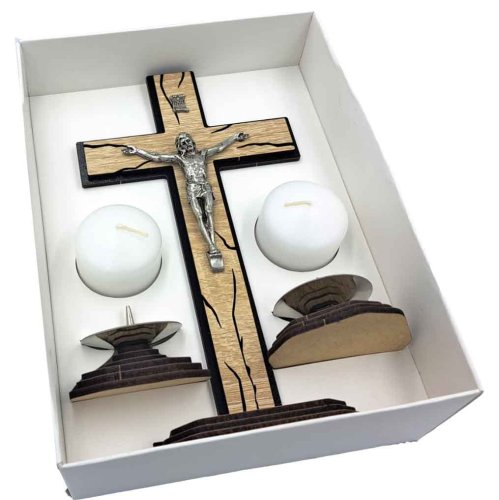 Komplet kolędowy stylowy 20 cm - brąz - pudełko
