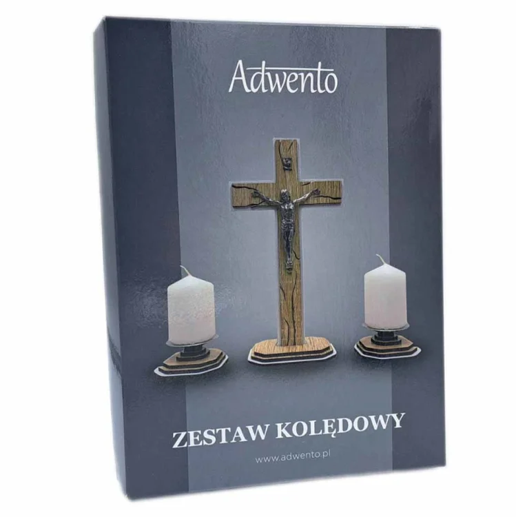 Komplet kolędowy stylowy drewniany 20 cm - pudełko