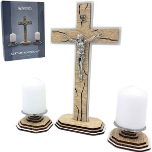 Zestaw kolędowy stylowy drewniany 20 cm