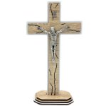 Krzyż stojący - stylowy 20 cm - brązowo-biały