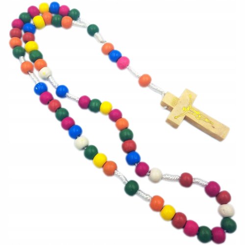 Kolorowy różaniec na sznurku - dla dziecka