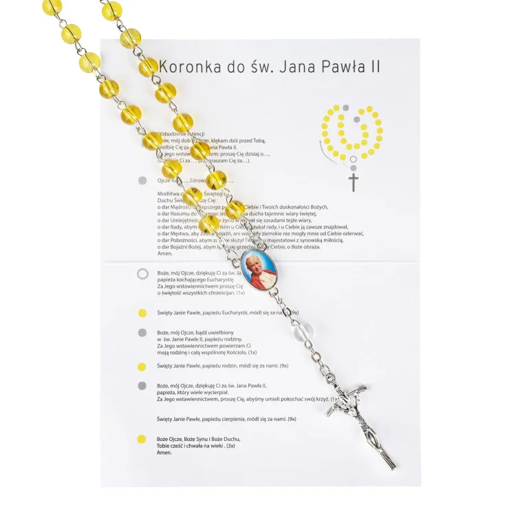 Koronka do św. Jana Pawła II  - różaniec z broszurką