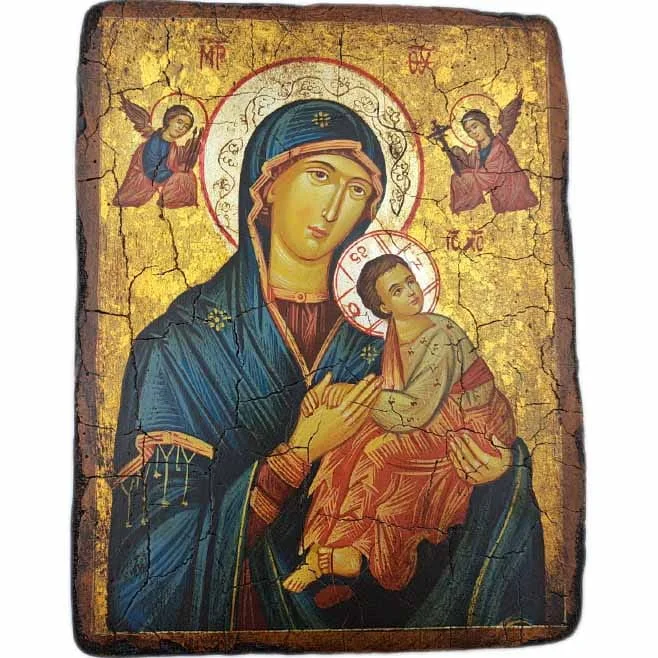 Ikona pisana MB Nieustającej Pomocy 18x14 - niebieska