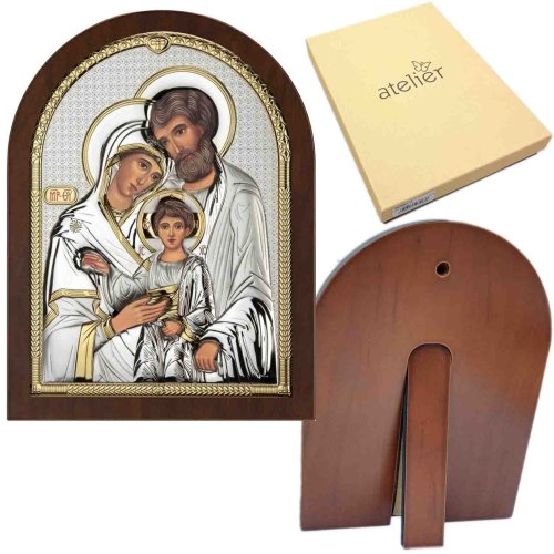 Ikona srebrzona Święta Rodzina 16 cm