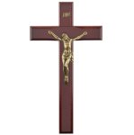 Krzyż wiszący 32 cm - drewno - ciemny