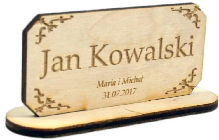 Winietki drewniane, grawerowane