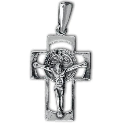 Krzyż srebrny Św. Benedykt - 3,2 g - srebro 925 - k3009